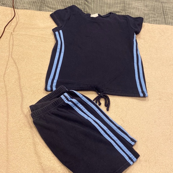 M dk blue with light blue stripe exercise workout set - Picture 1 of 5